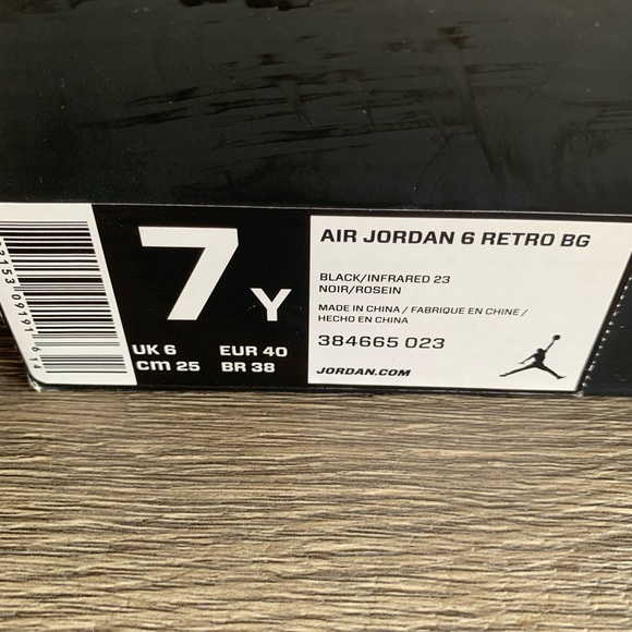 Air Jordan Retro 6 BG Infrared - US Sz 7Y - Picture 3 of 11